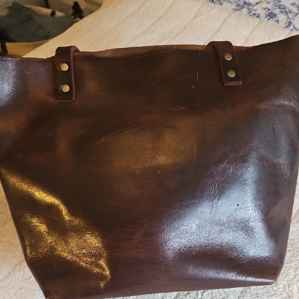 Portland Leather Dark Brown Handcrafted Bag - Picture 4 of 4